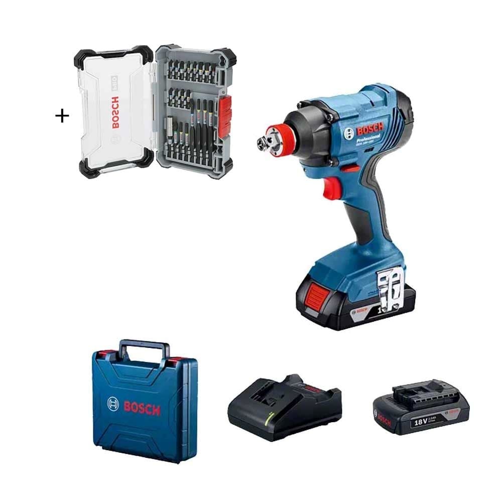 Комплект aкумулаторен ударен гайковерт Bosch GDX 180 Professional с битове