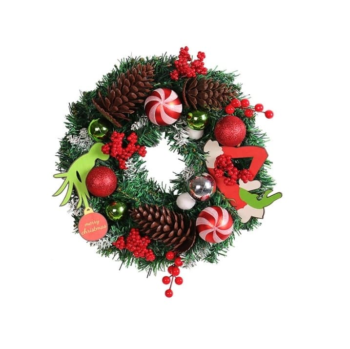 Венец от коледни цветя J3-9 / 36х34х12,5см 