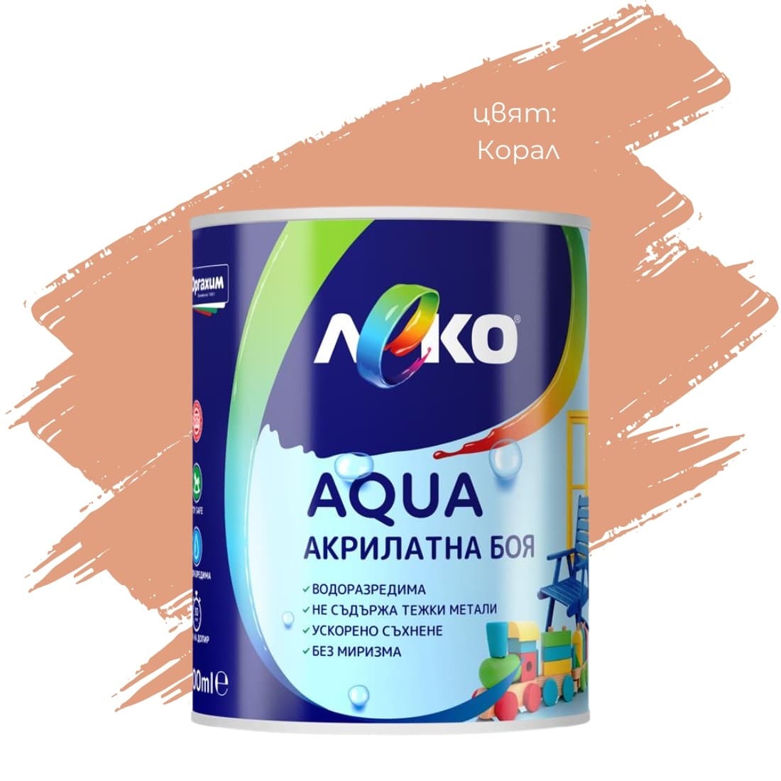 Акрилатна боя Леко Aqua сатен Корал 600мл