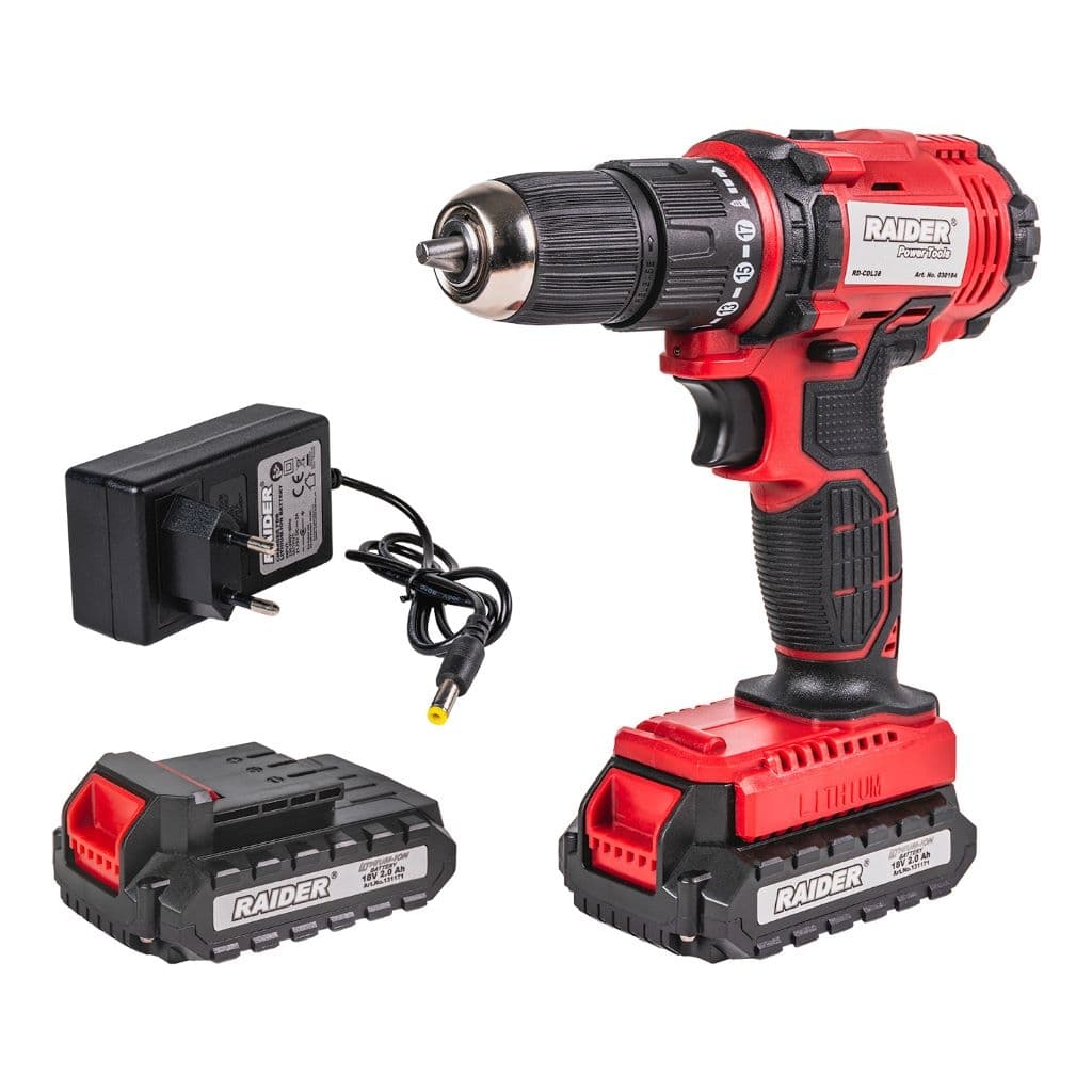 Акумулаторна ударна бормашина Raider RD-CDL38 / 18V 30Nm с батерия и зарядно