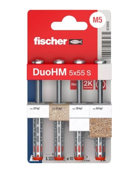 Комплект метален дюбел за кухини Fischer DuoHM 5x55 S TX K NV 572915 / 4 броя