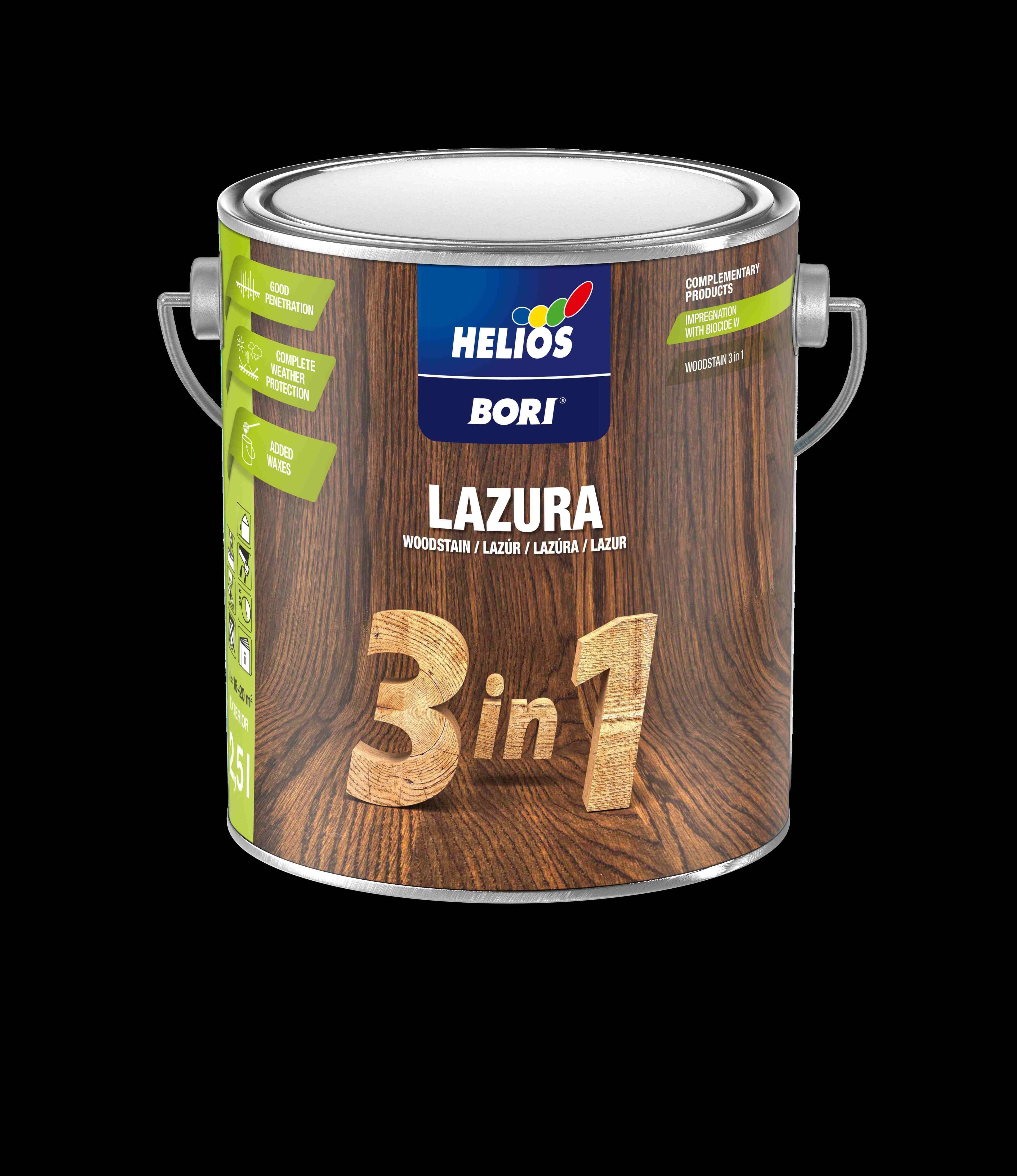 Лазура 3в1 Helios Bori №8 лиственица 2,5л