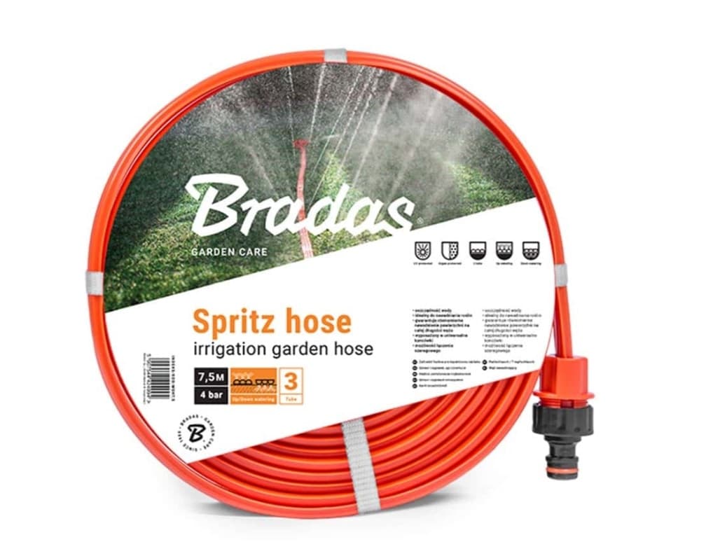 Поливен триканален маркуч с бърза връзка Bradas 1/2" 7.5м 
