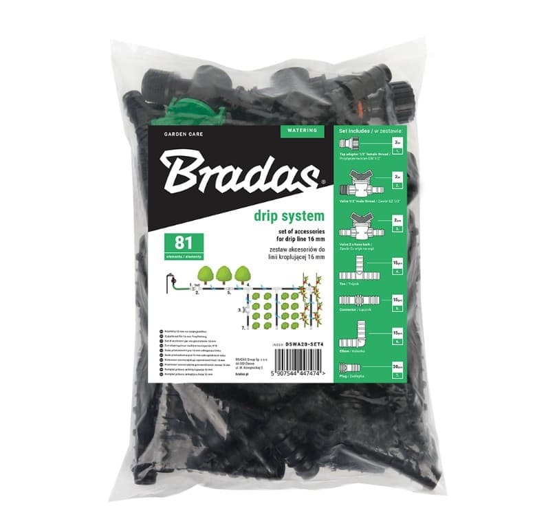 Комплект аксесоари за капково напояване Bradas Ф16мм 81 броя