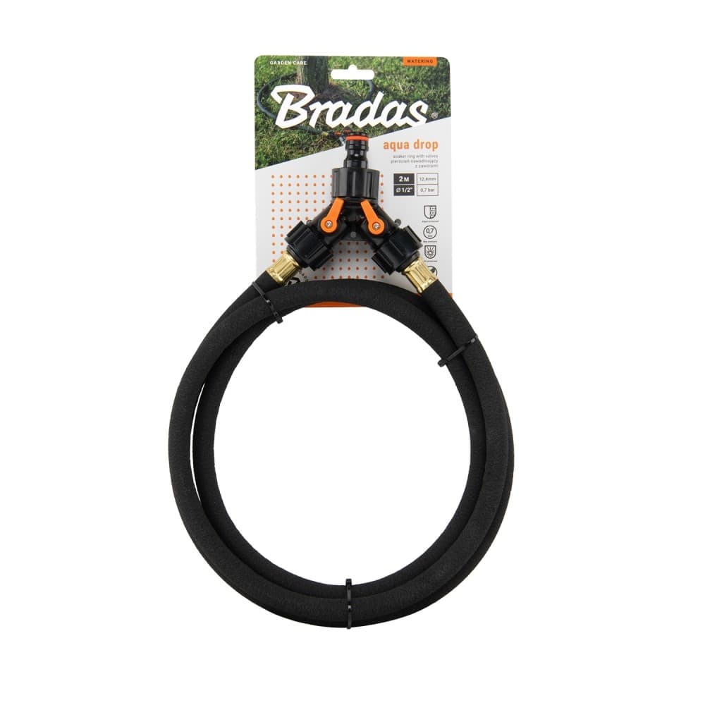Пръстеновиден капков маркуч за бавно поливане с кранове Bradas 1/2" 2м