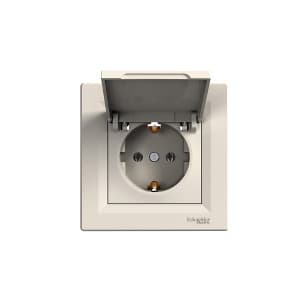Единичен контакт с капак Schneider Asfora EPH3100123 крем