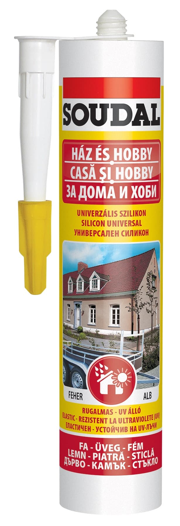 Универсален строителен силикон Soudal бял 280мл