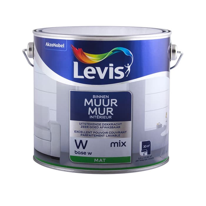 Миещ сe латекс Levis Muur Interieur Mat Mix / База W / 1л