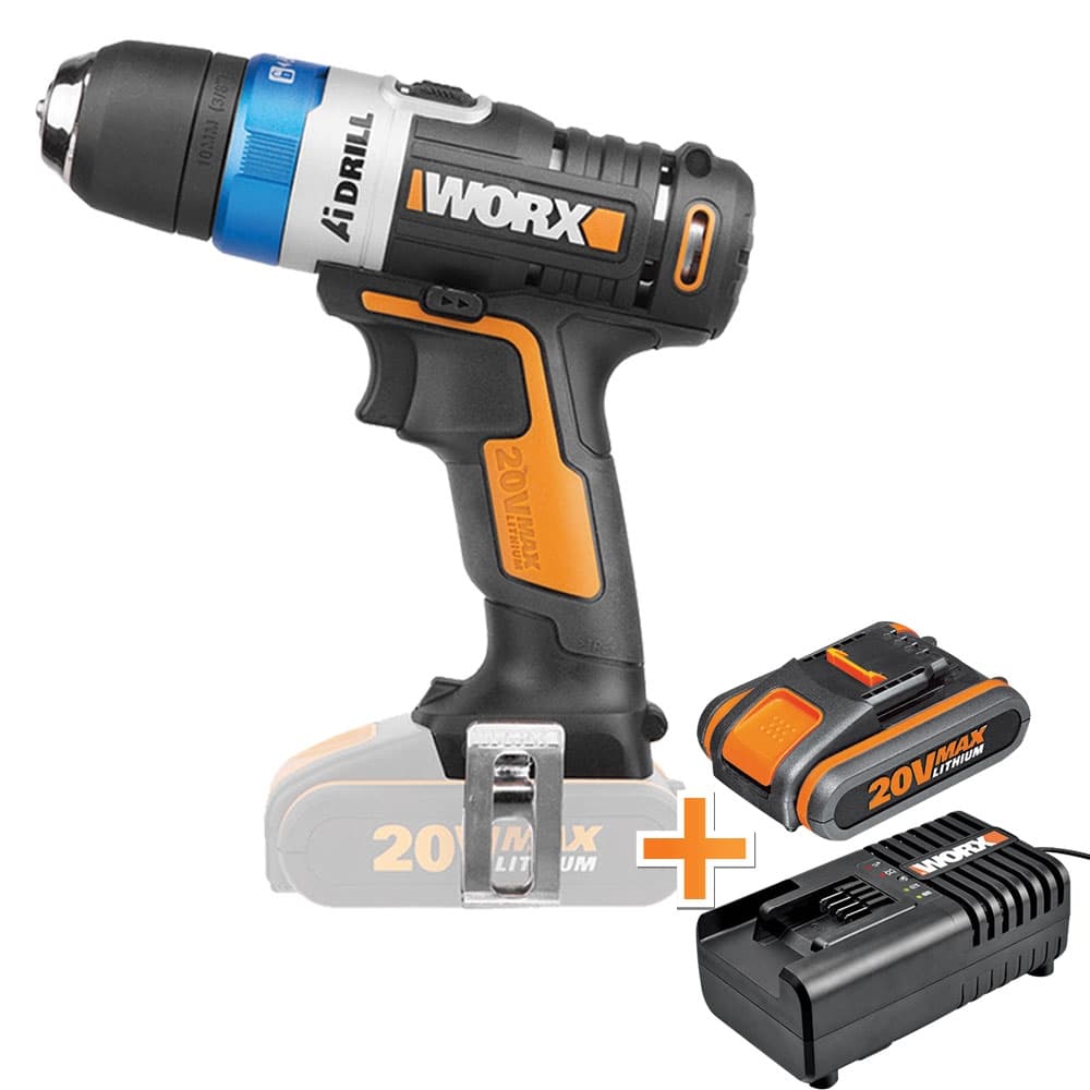 Акумулаторна бормашина Worx WX178.9 20V / 20Nm + батерия и зарядно