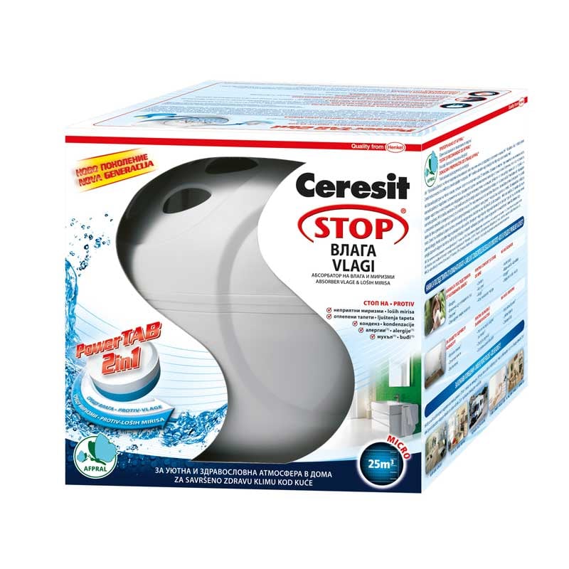 Влагоабсорбатор Ceresit Stop влага Pearl 10м² + таблетка Power Tab 300г