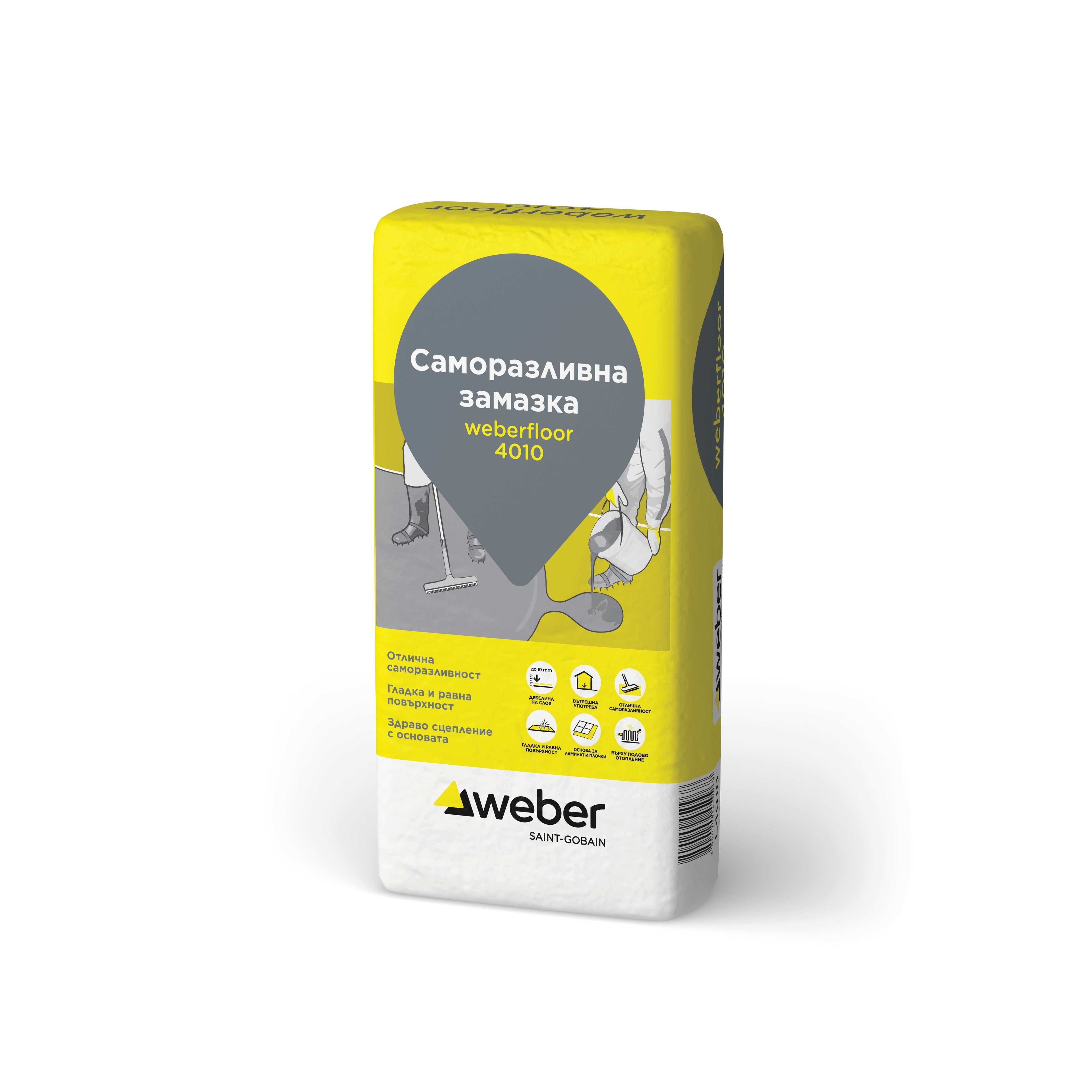 Саморазливна циментова замазка до 10мм Weberfloor 4010 / 25кг