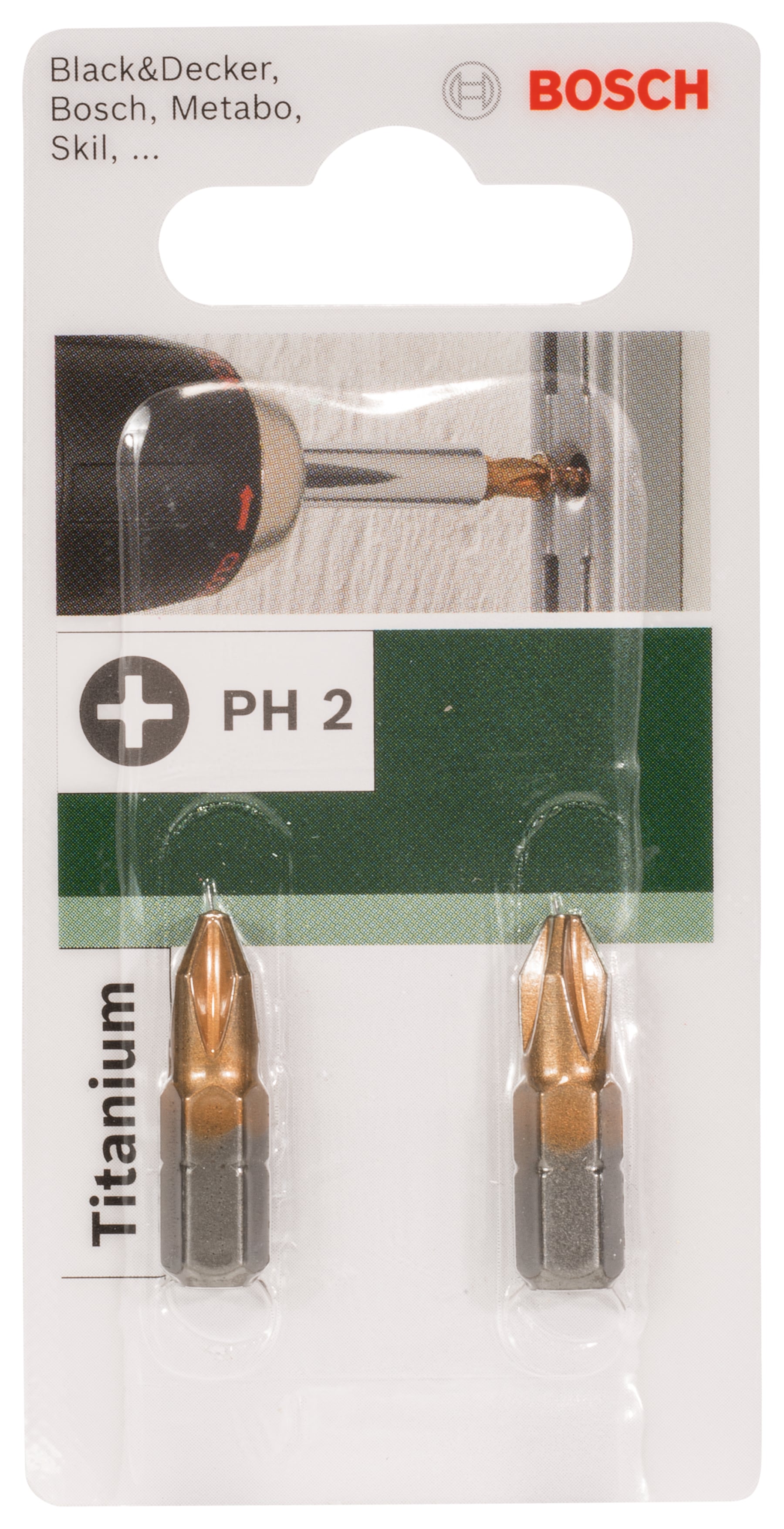 Комплект битове Bosch 2 PH2 Titanium 25мм 2 броя