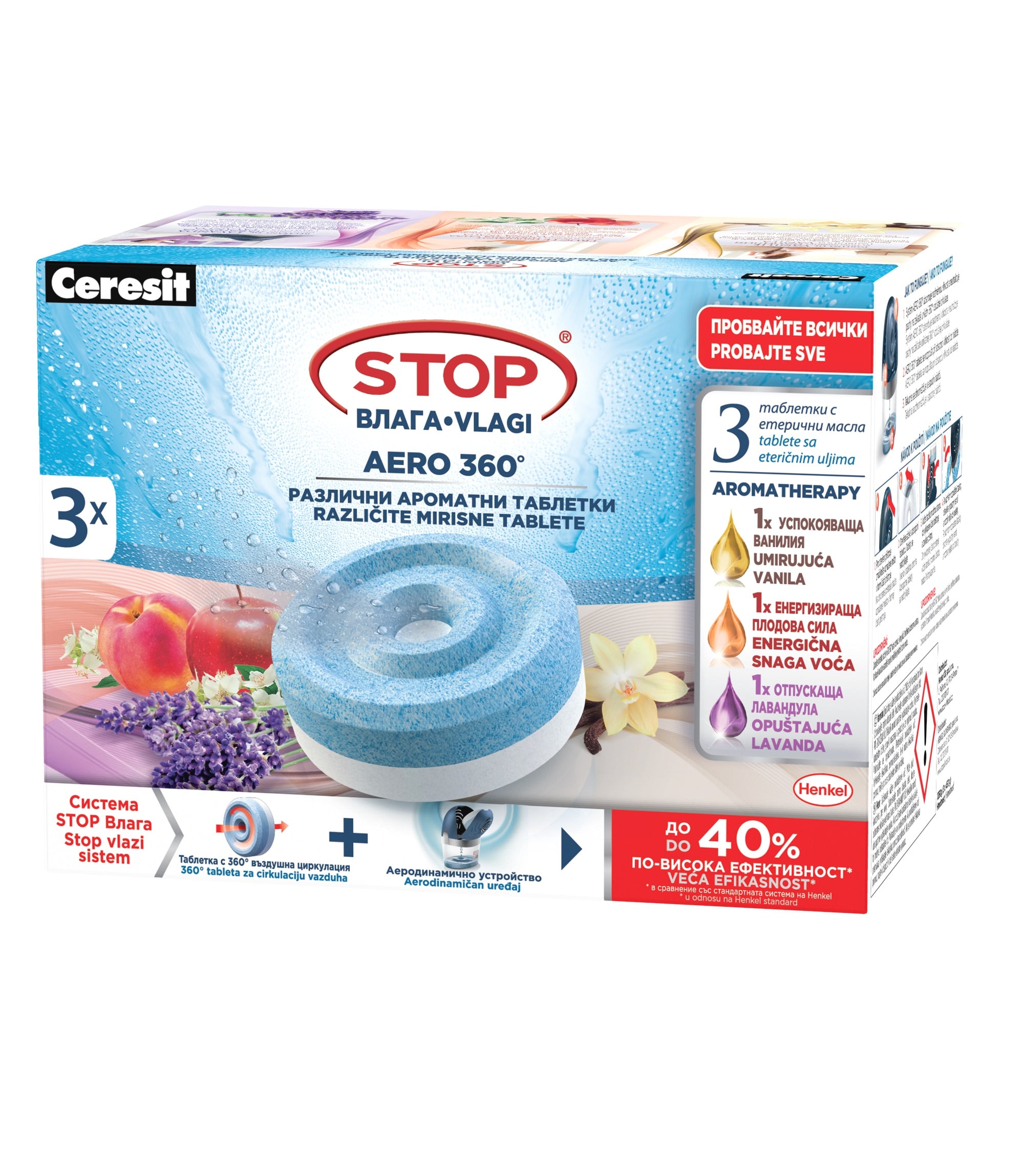 Ароматни таблетки Ceresit Stop Aero влага 3x450г