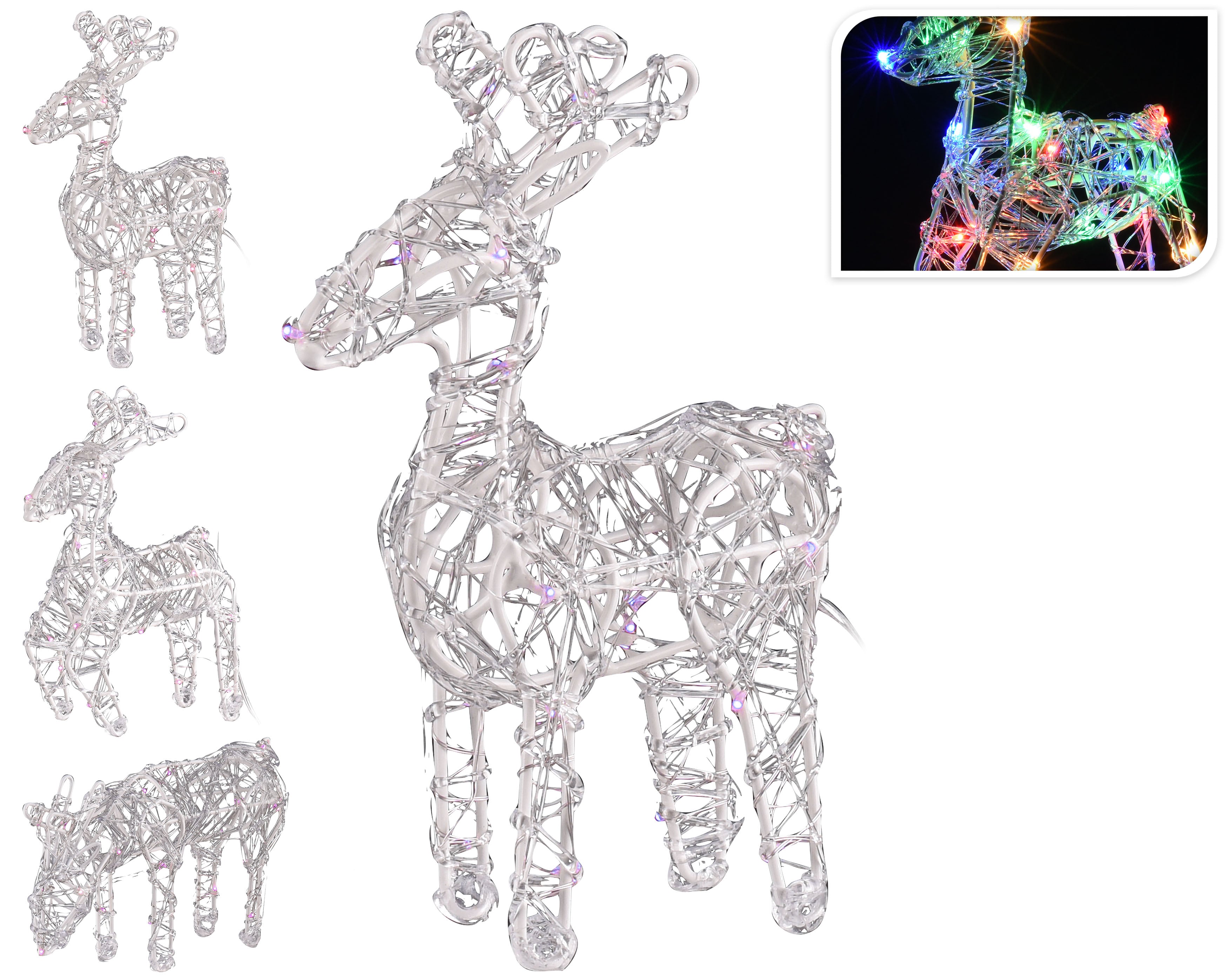 Коледен светещ елен 20 см / 20 LED разноцветна светлина