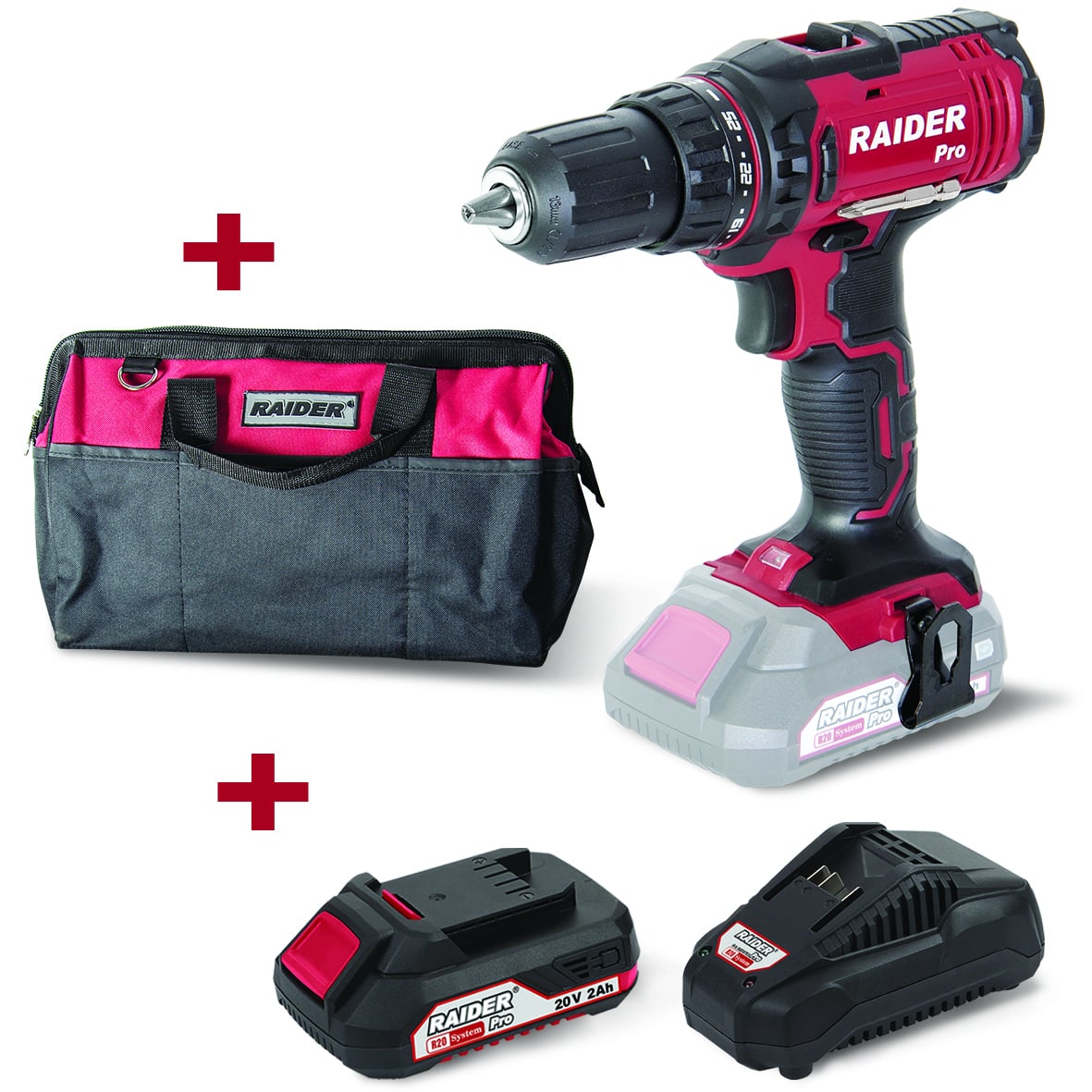Акумулаторна бормашина Li-ion Raider Solo RDP-SCD20 + батерия, зарядно и чанта