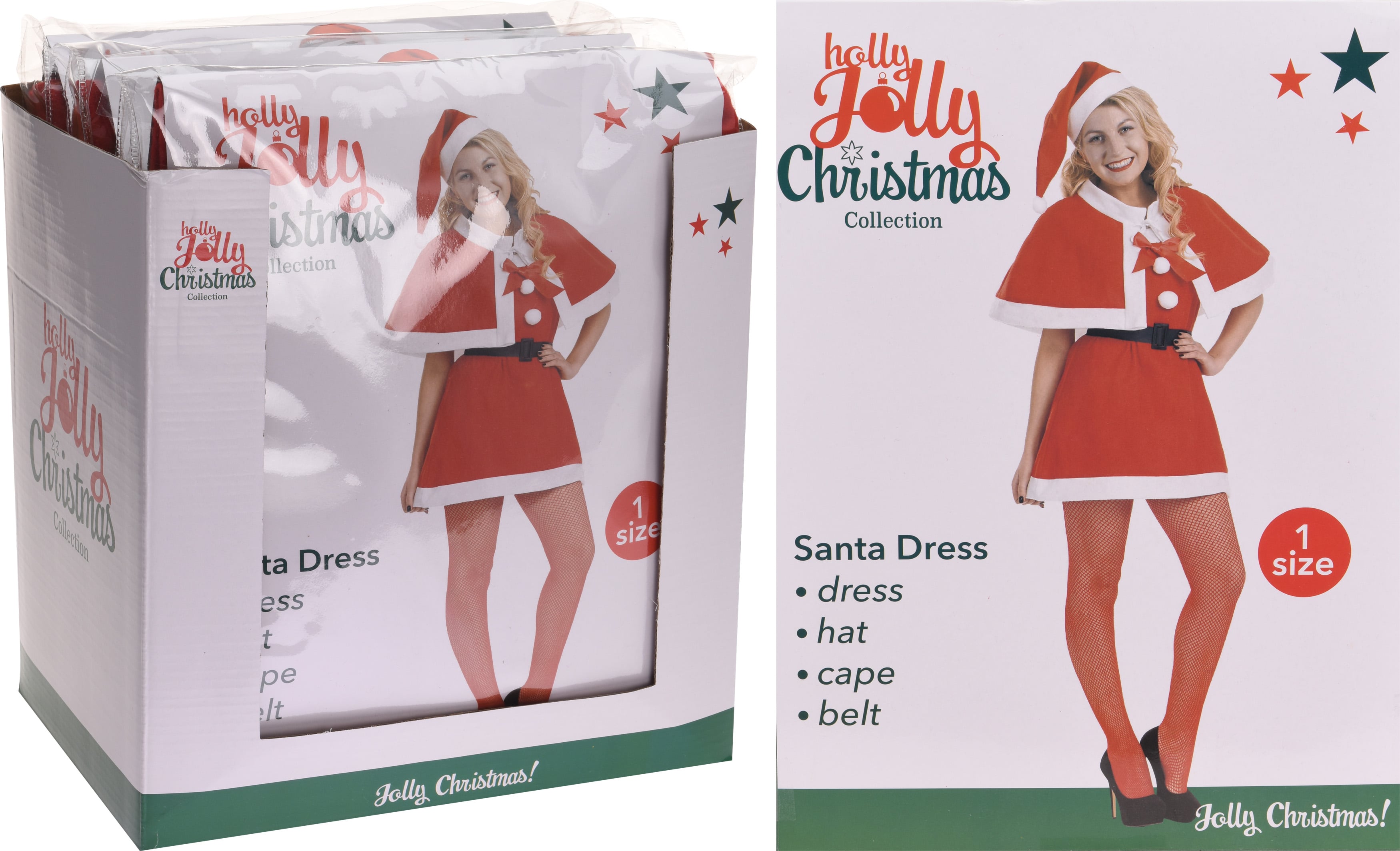 Коледен костюм 4 части / полиестер Lady Santa