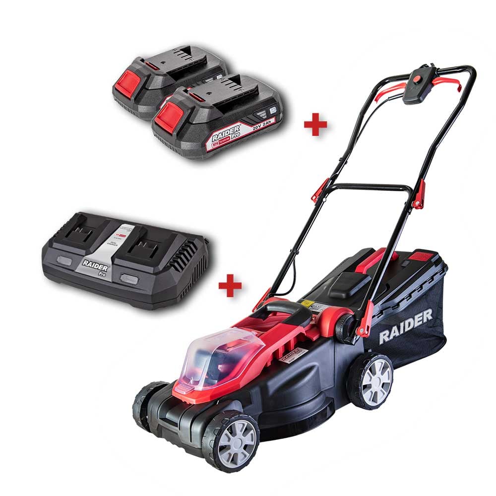Акумулаторна косачка Li-ion Raider RDP-SLM20 360mm 35L + зарядно + 2 батерии