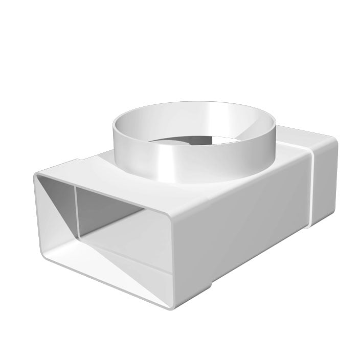 ПВЦ тройник Era 620ТF12.5P / преход между въздуховод 204х60 и фитинг ф125 мм