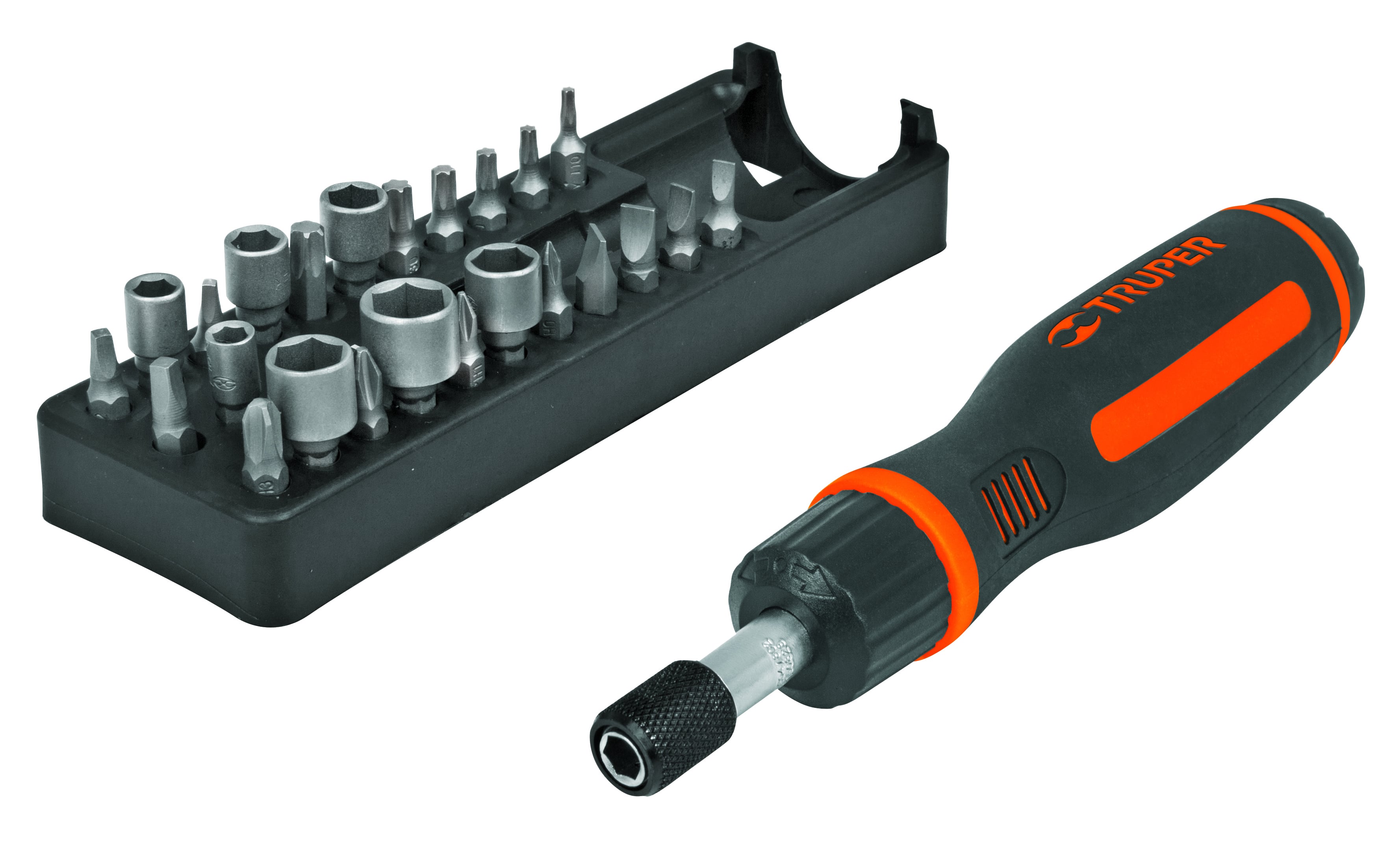 Тресчотна отвертка с вложки и битове Truper / 24 части