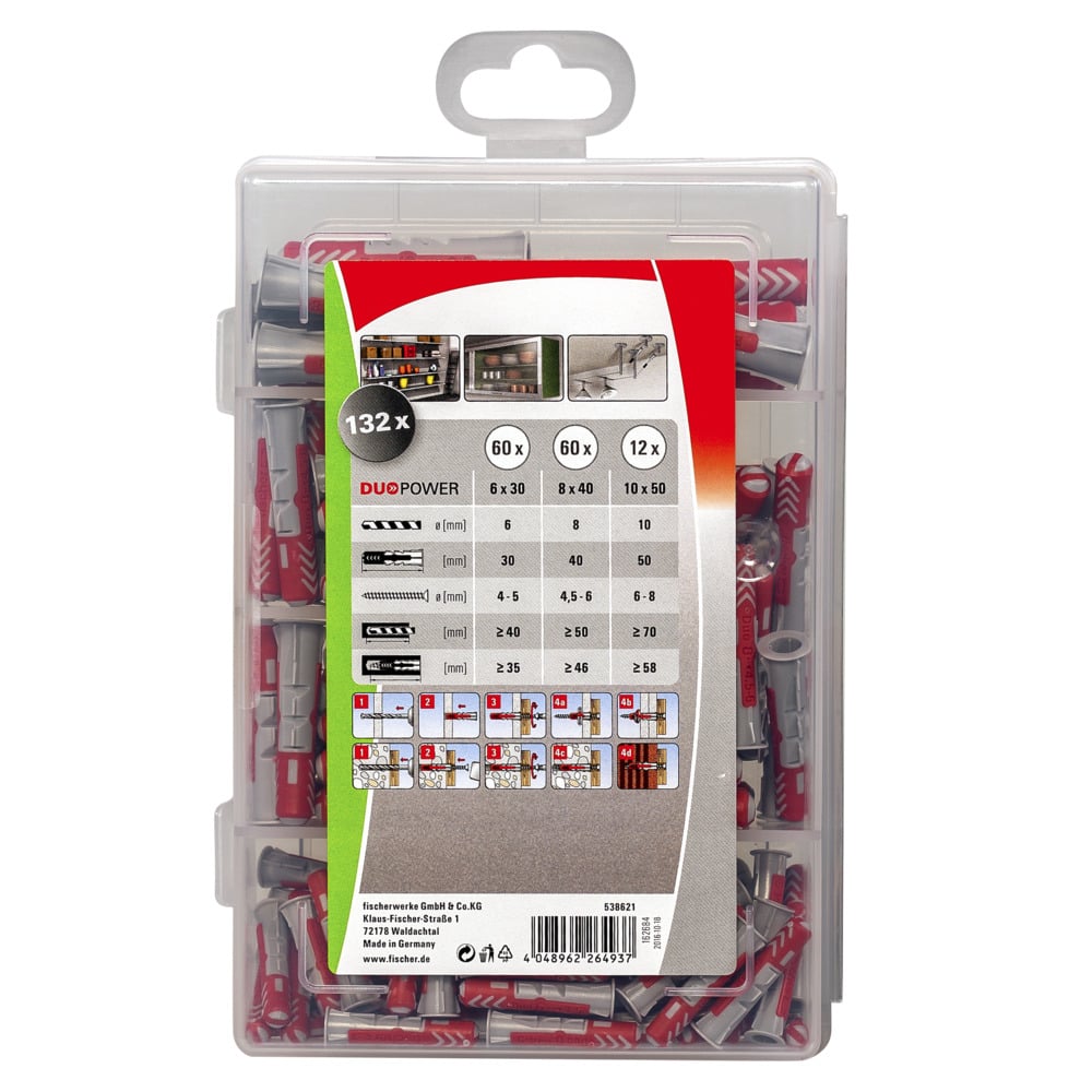 Комплект дюбели Meisterbox Duopower Fischer 538621 / 132 броя