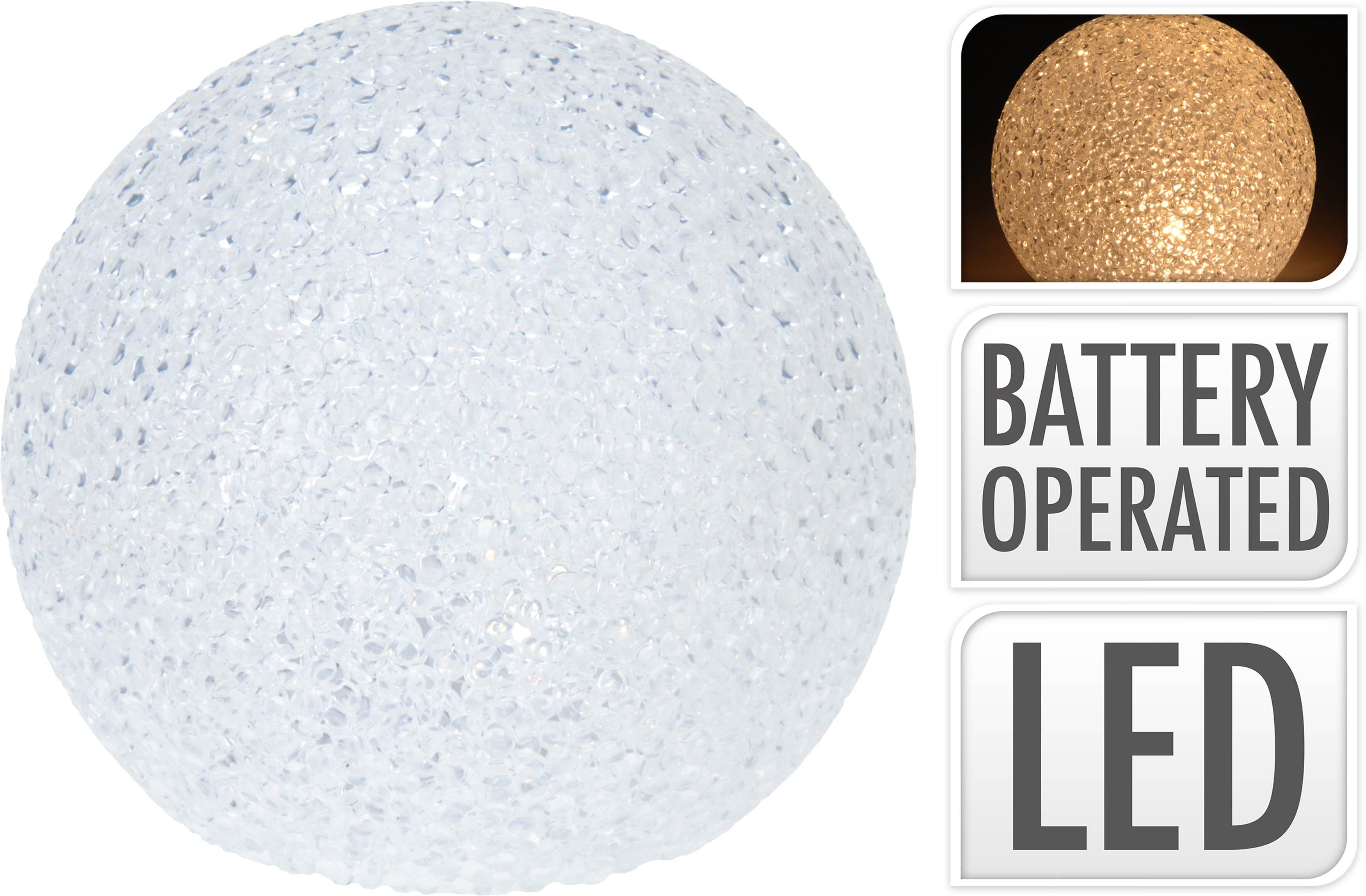 Коледна светеща топка 18см LED топла светлина