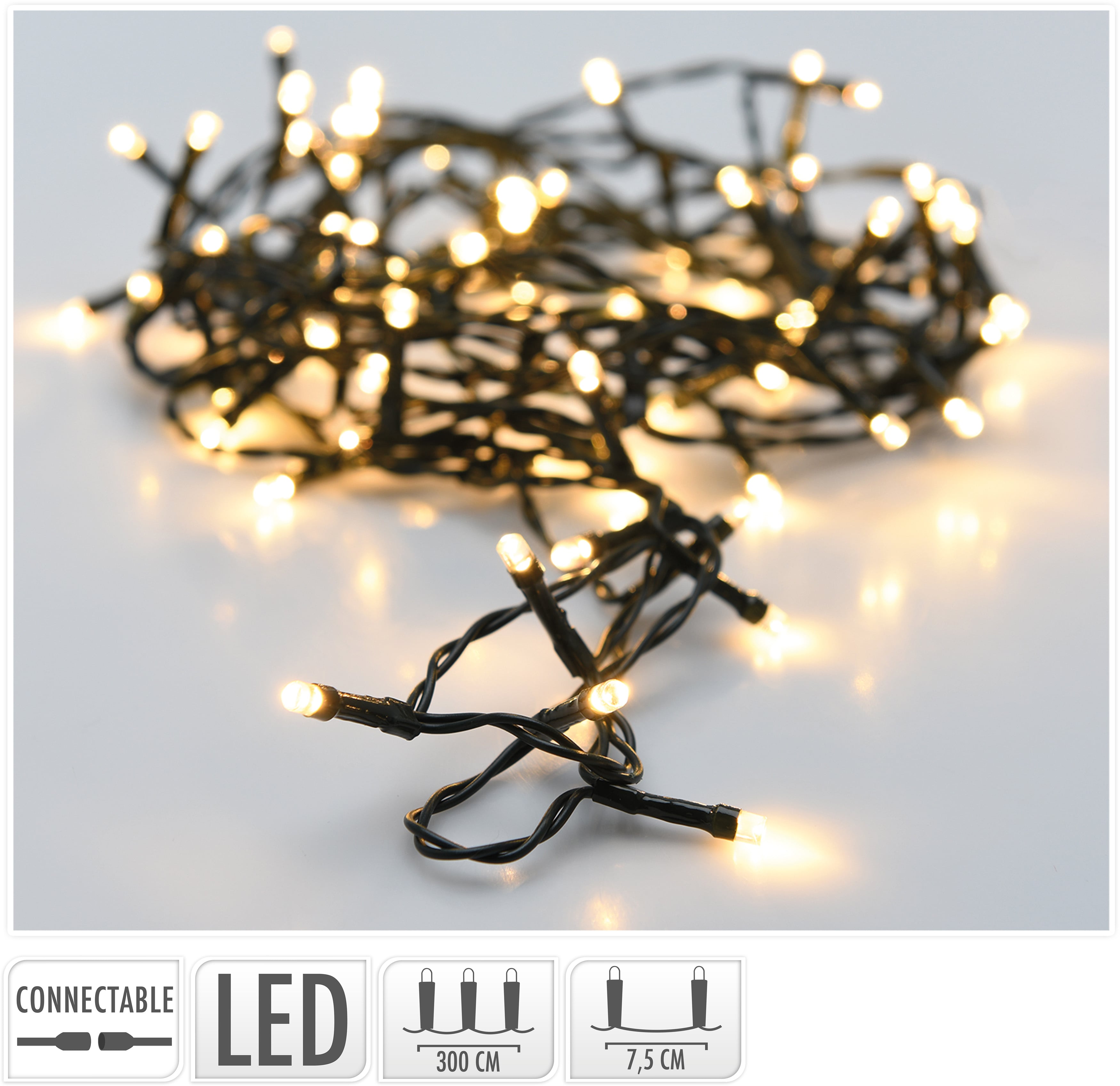 Коледни лампички LED 120 броя / топло бели / USB