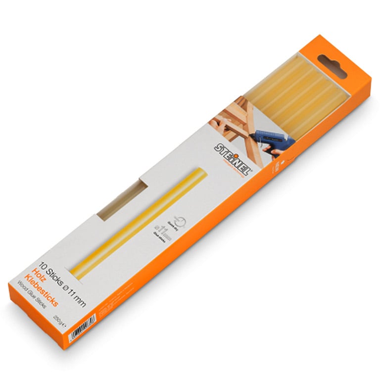 Патрон за топло лепене на дърво 11х250 мм светложълт 10 броя