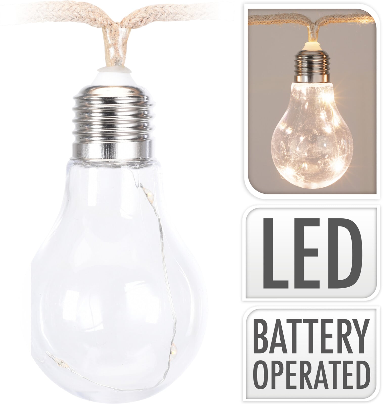 Коледна светеща крушка 30 LED топла светлина