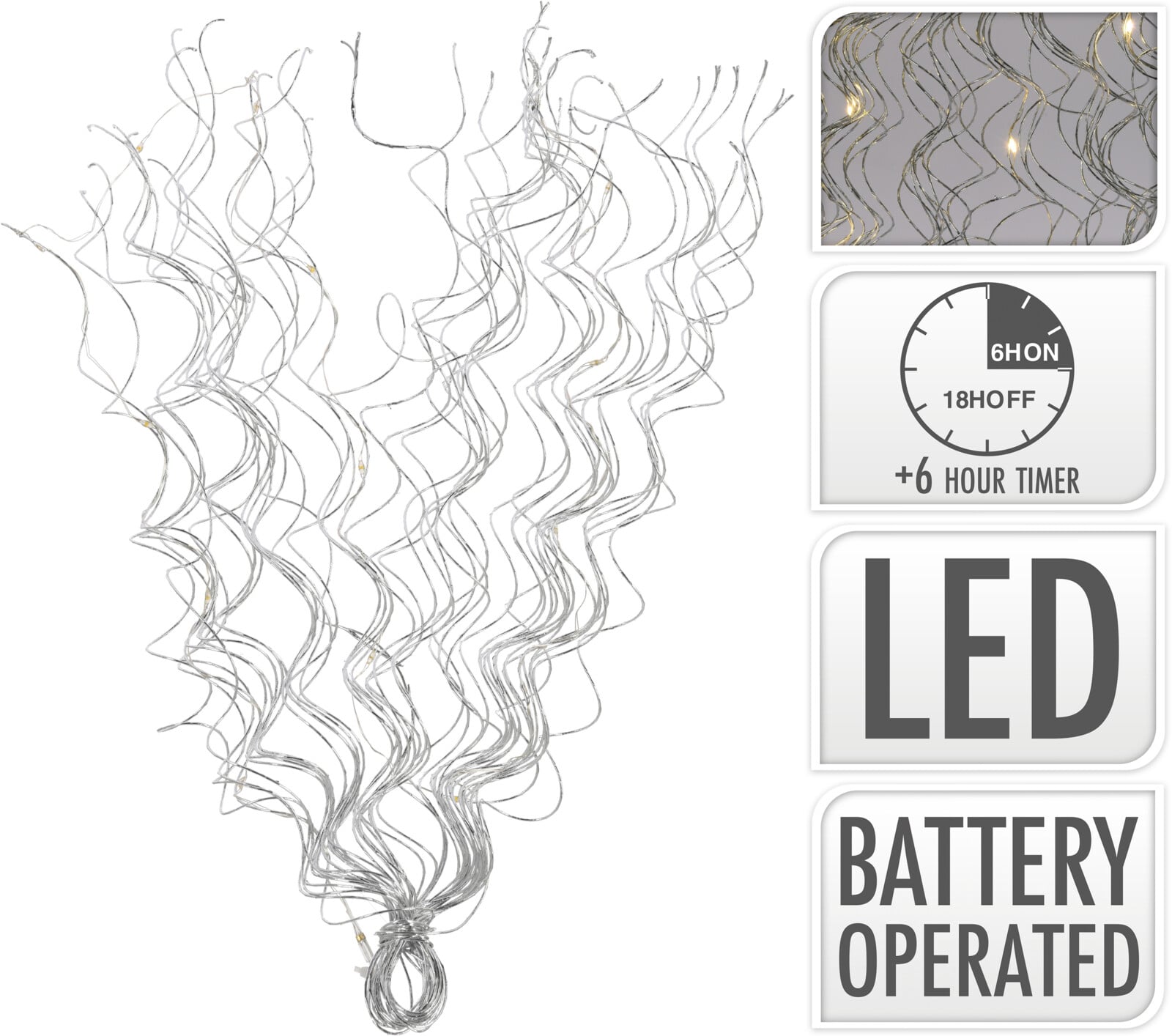 Коледни светещи клони Silver 15 LED 40см