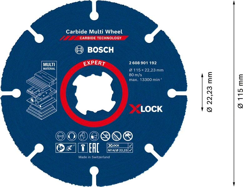Диск за ъглошлайф за дърво и пластмаса Bosch Expert X-Lock ø115х22,23мм