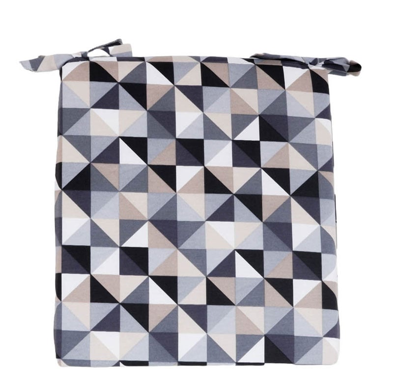 Възглавница за стол с цип Сиви триъгълници 43х40х4см хидрофобирана