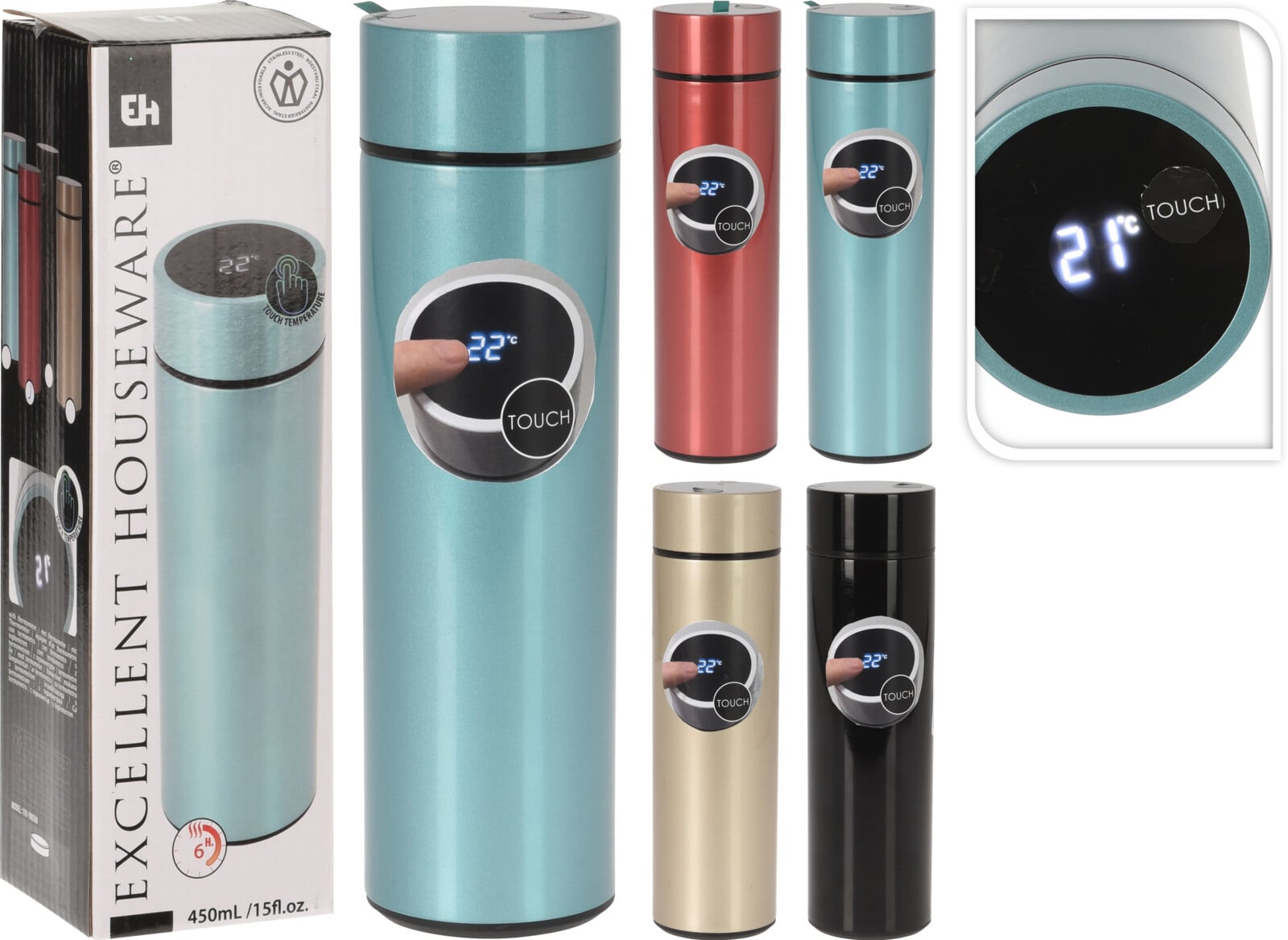 Термос с термометър 0.45л