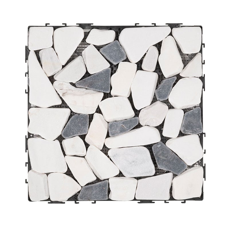 Декинг плочи от естествен камък Effector 30х30х2.2см бяло/черно