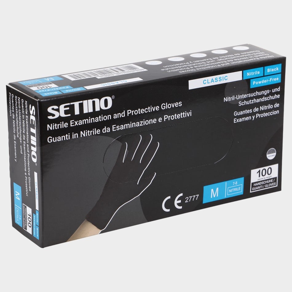Pъкавици за еднократна употреба от нитрил Setino Nitrile Black L / 100 броя