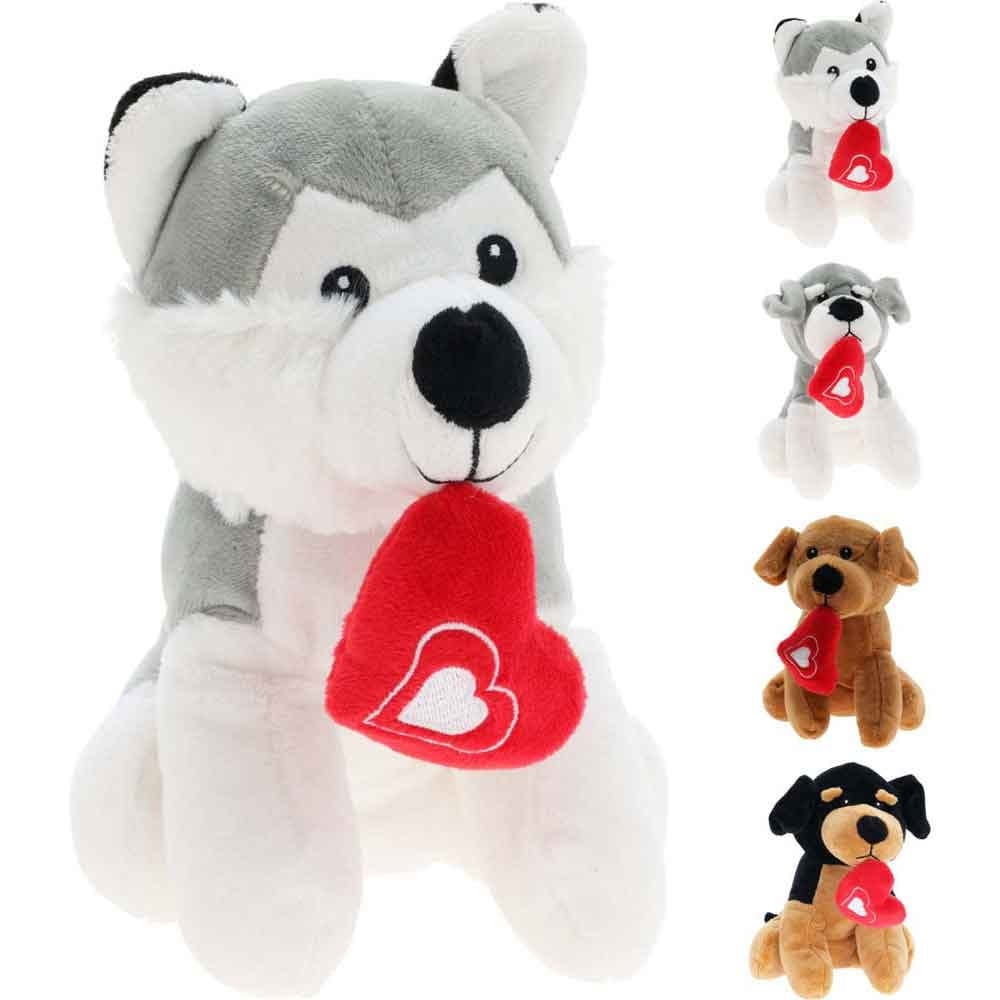 Плюшено куче със сърце 18см