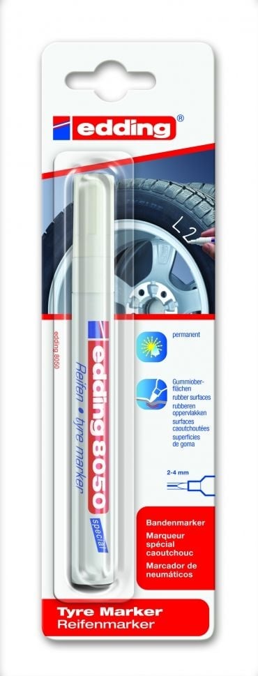 Перманентен маркер за гуми Edding 8050 бял
