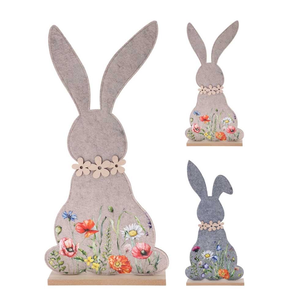 Великденска декорация Заек щампован с цветя 29x61см