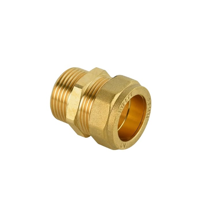 Месингова компресионна права връзка за медна тръба ø18 х 3/4" мъжка резба
