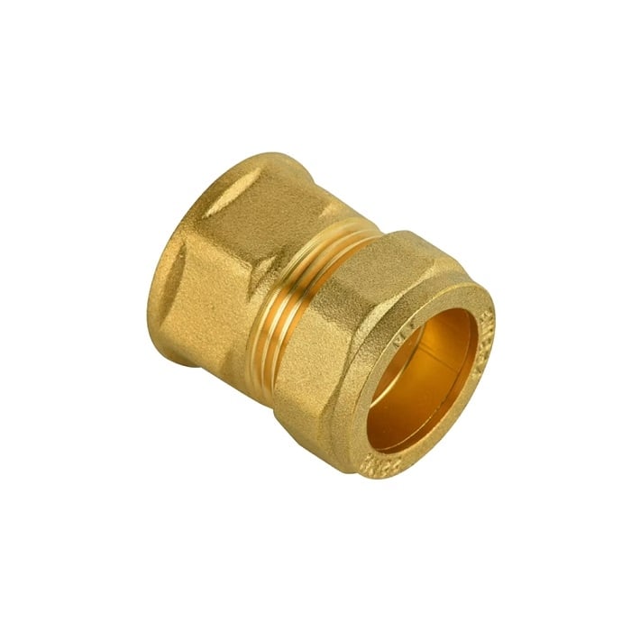 Месингова компресионна права връзка за медна тръба ø22 х 3/4" женска резба