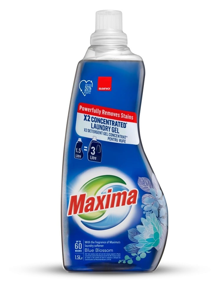 Гел за пране Sano Maxima Сини Цветя 1,5л концентрат