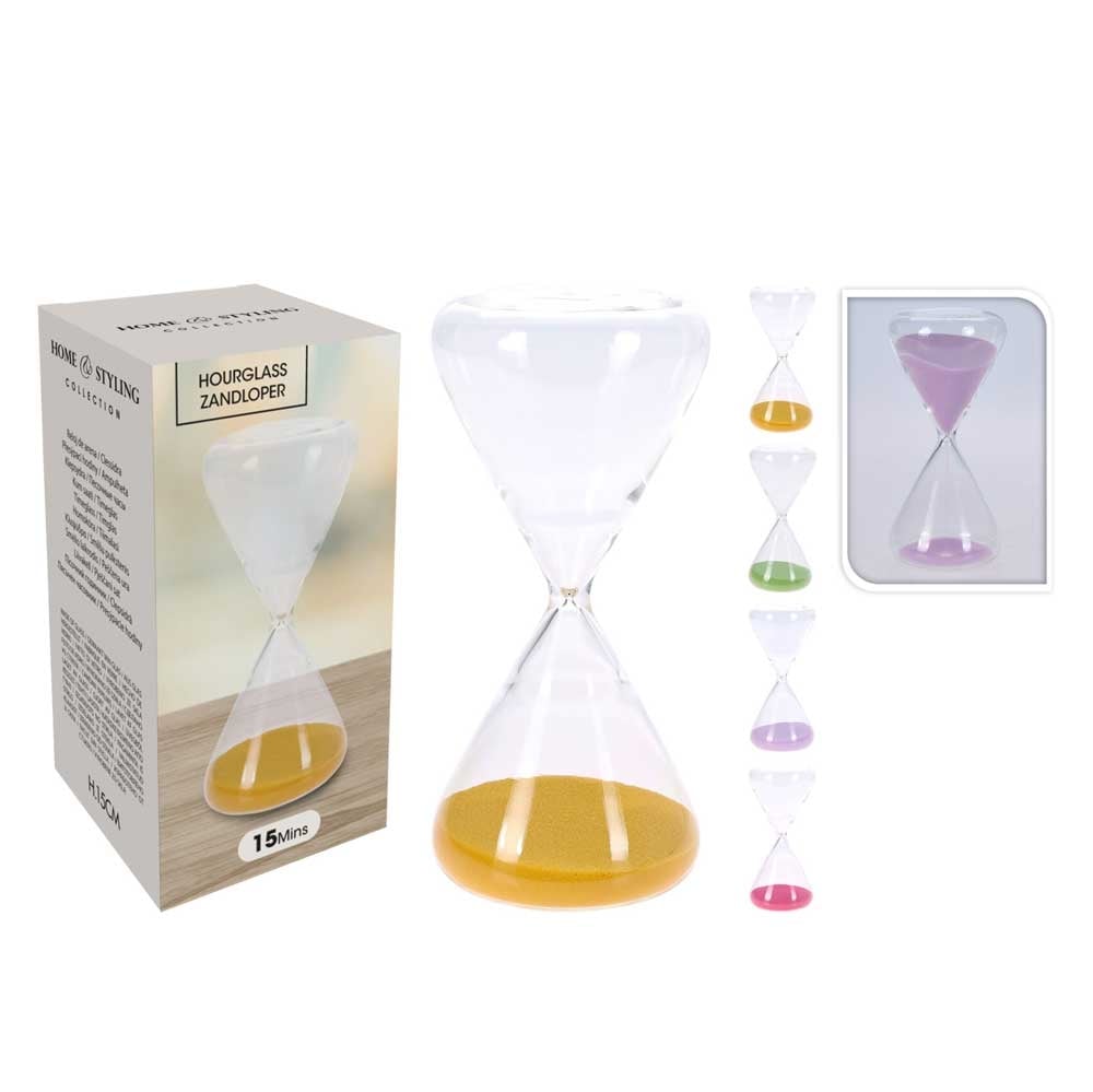 Стъклен пясъчен часовник 7х15см