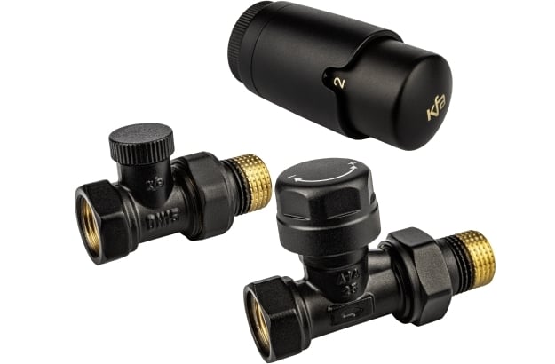 Прав радиаторен сет KFA Komfort Pro 1/2'' черен
