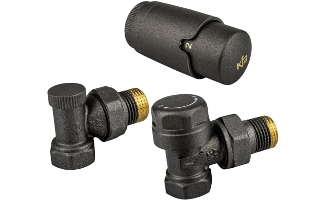 Ъглов радиаторен сет KFA Komfort Pro 1/2'' графит