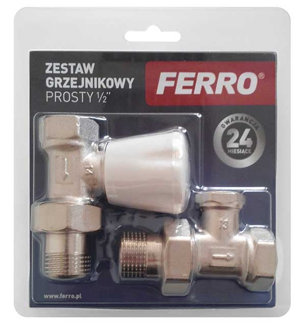 Комплект прави радиаторни кранове Ferro ZGB01 / 1/2''
